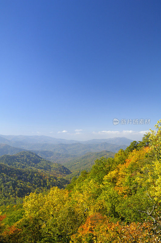 Cherohala Skyway在10月底，NC，美国